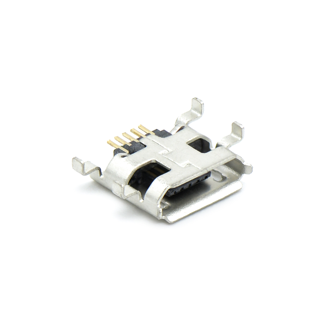 USB连接器Micro USB 5P/F B Type 四脚沉板0.7mm带1.0mm插板(10.3mm)