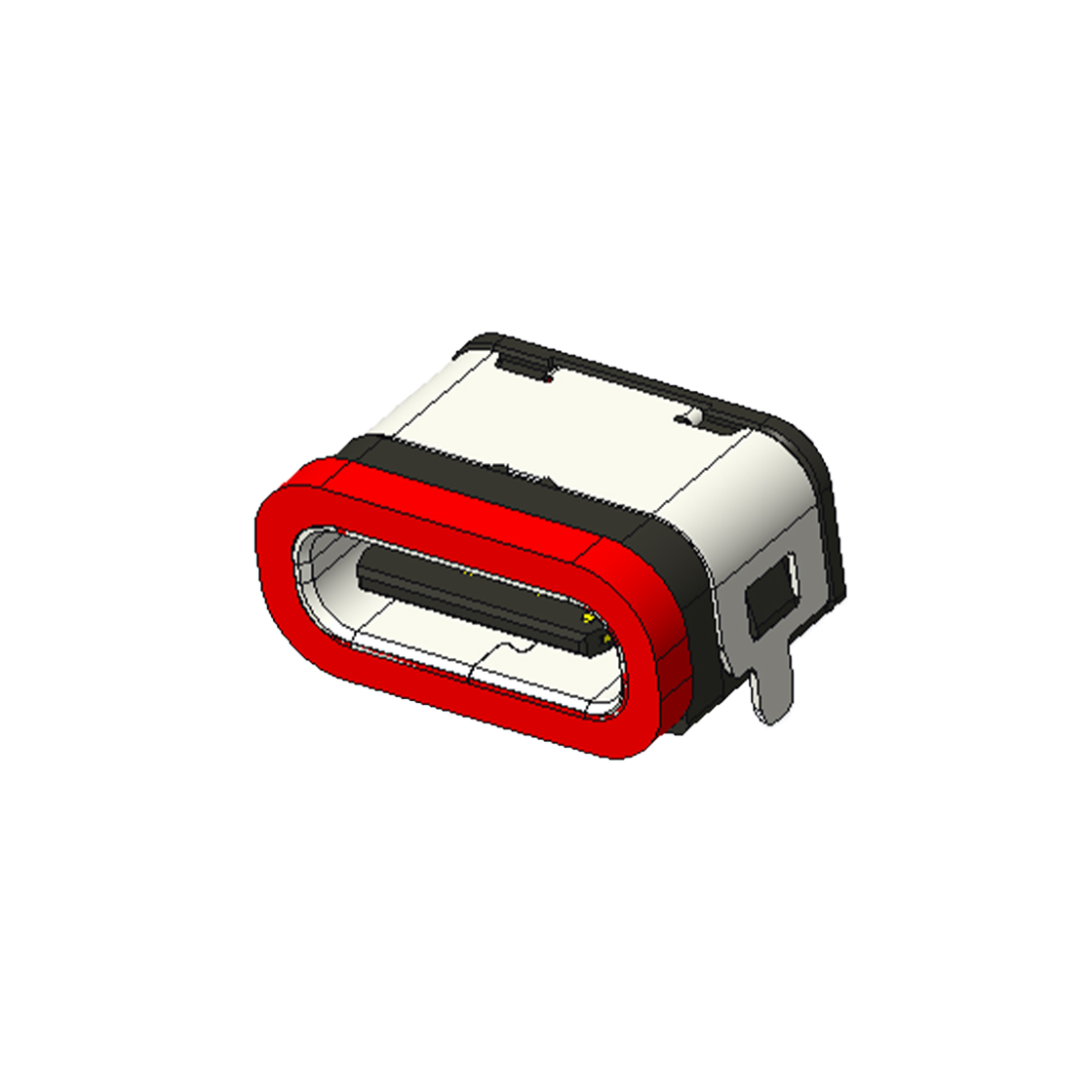 USB连接器TYPE C 6P/F SMT贴板式 外壳两脚插板 脚高1.2mm 带柱0.8mm L=7.15m