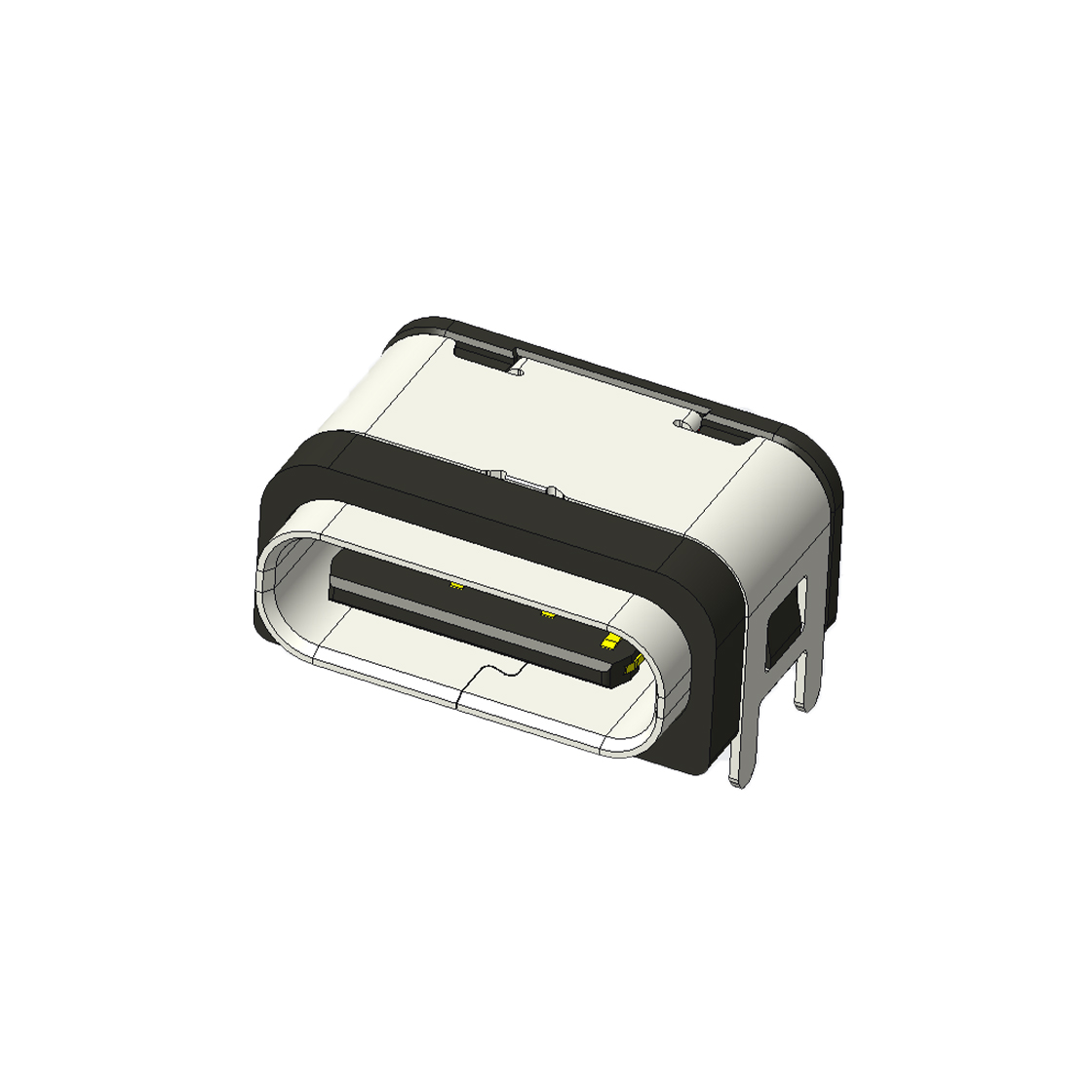 USB连接器TYPE C 6P/F SMT贴板式 外壳四脚插板 脚高1.2mm 带柱0.8mm L=7.15mm