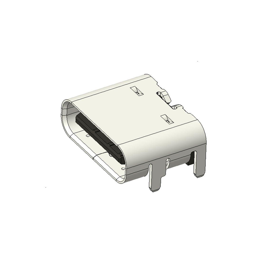 USB连接器TYPE C 6P/F SMT贴板式 四脚插板 脚高1.0mm L=6.80mm
