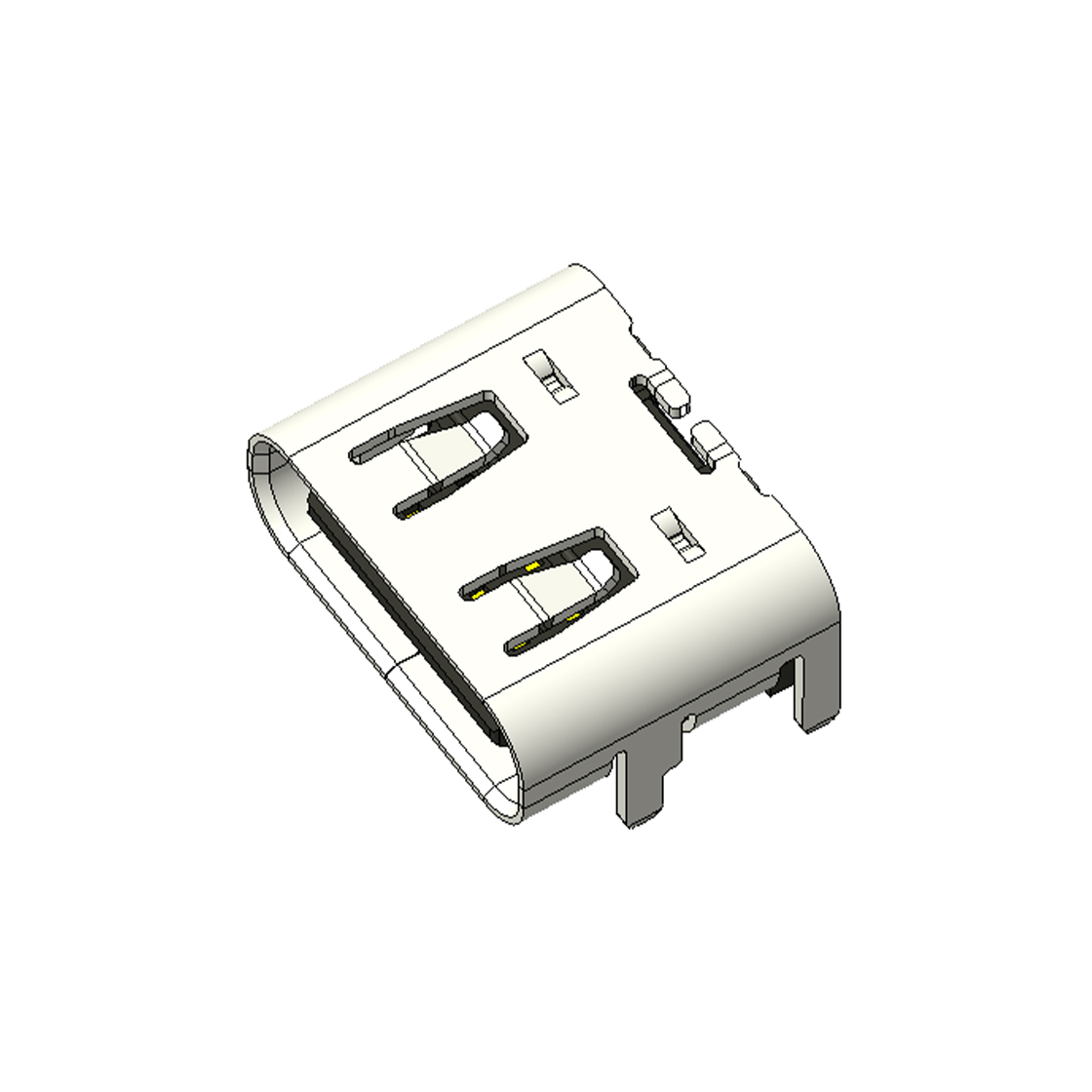 USB连接器TYPE C 6P/F SMT贴板式 四脚插板 带弹 脚高1.0mm L=6.80mm