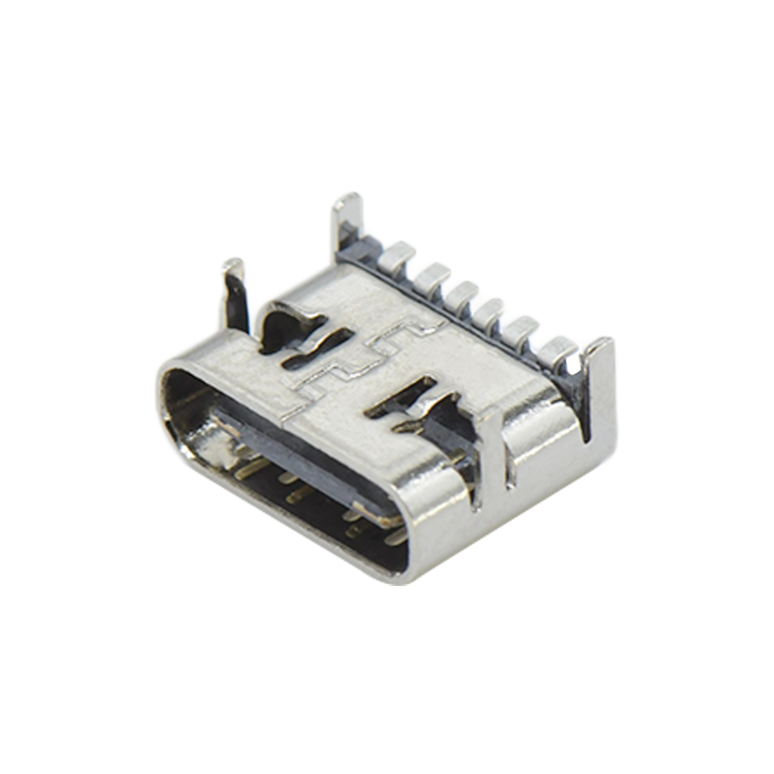 USB连接器TYPE C 6P/F SMT 四脚插板 有弹 脚高1.1mm L=6.8mm