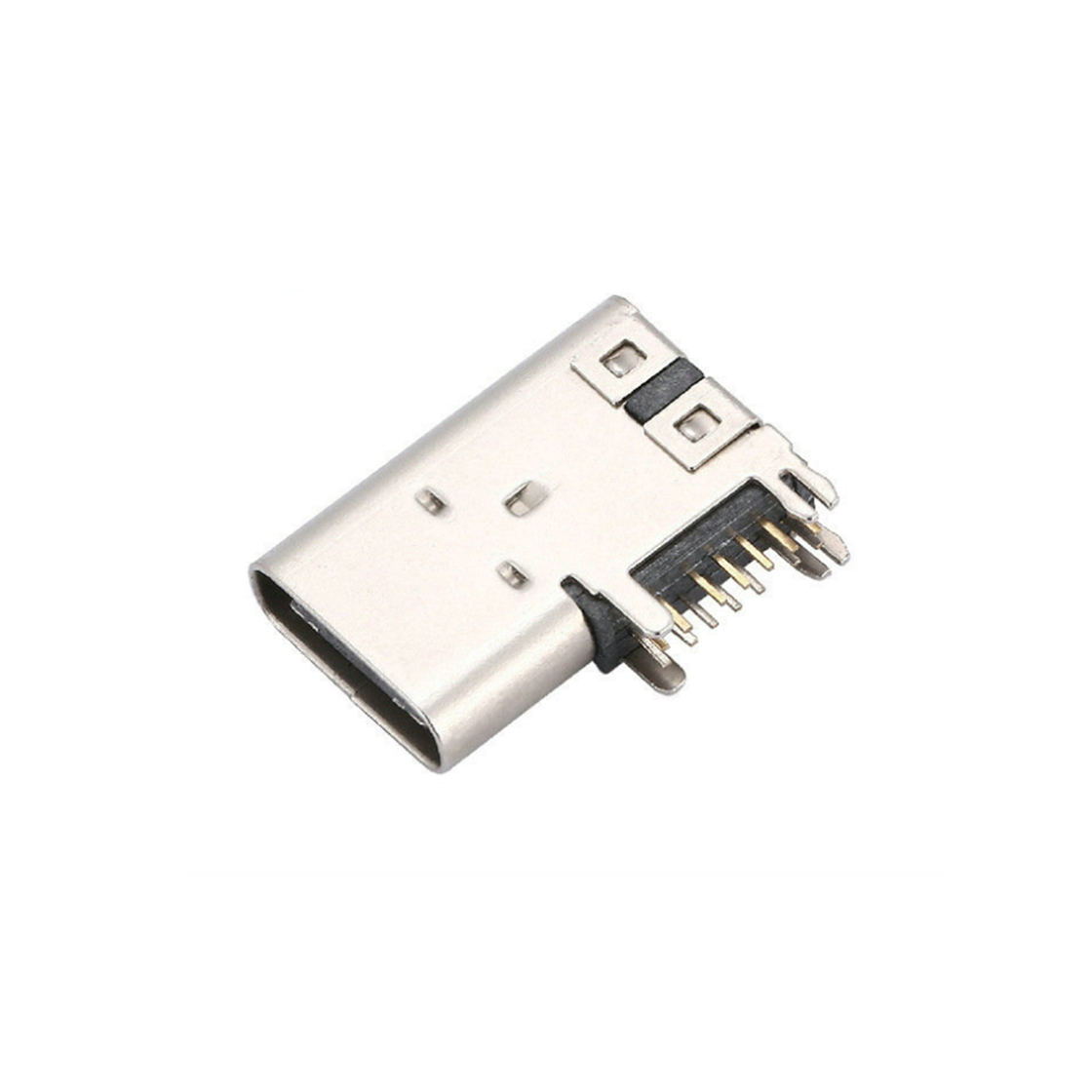 USB连接器TYPE C 14P/F 侧插DIP 四脚插板(前直脚-后鱼叉脚)L=14.0mm