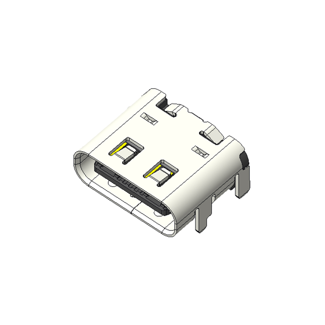 USB连接器TYPE C 16P/F SMT贴板式 四脚插板 带弹 L=7.30mm