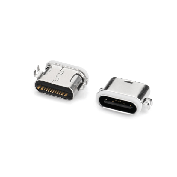USB连接器TYPE C 16P/F SMT沉板式1.4mm 四脚插板 防水IPX7