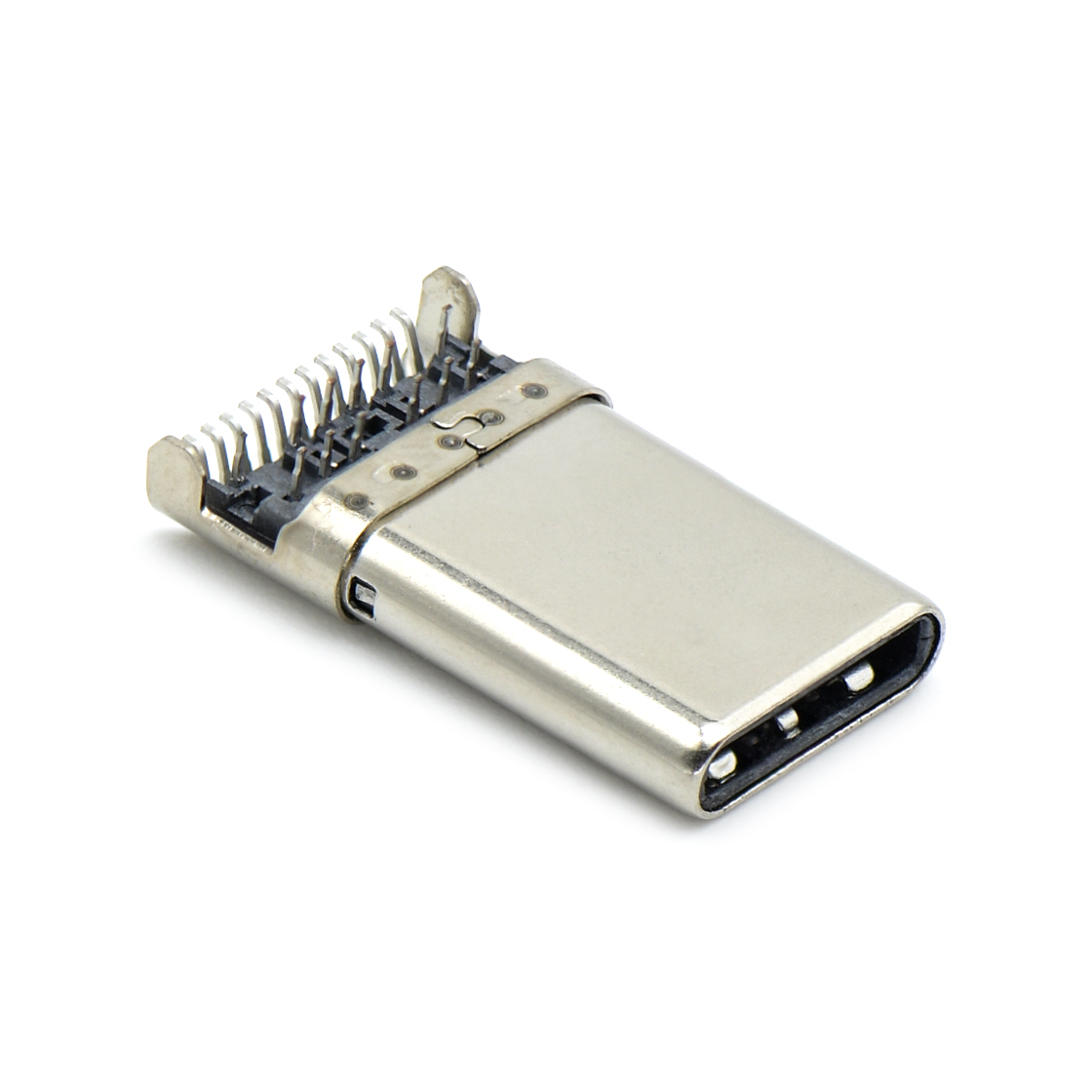 USB连接器Type-C 24P/M 前插后贴 沉板式0.65mm 外壳两脚插板 拉伸壳