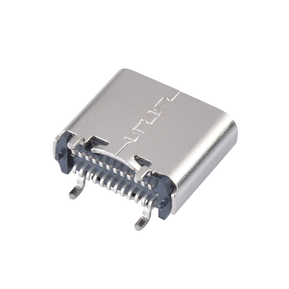 USB连接器TYPE C 24P/F 立贴 H=6.5mm 外壳脚长1.1mm 有柱
