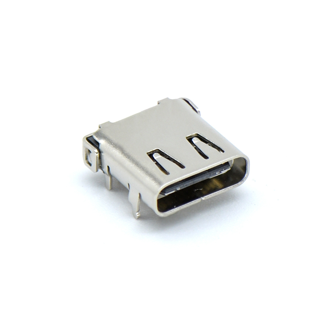 USB连接器Type-C 24P/F 前插后贴 外壳四脚插板 带弹