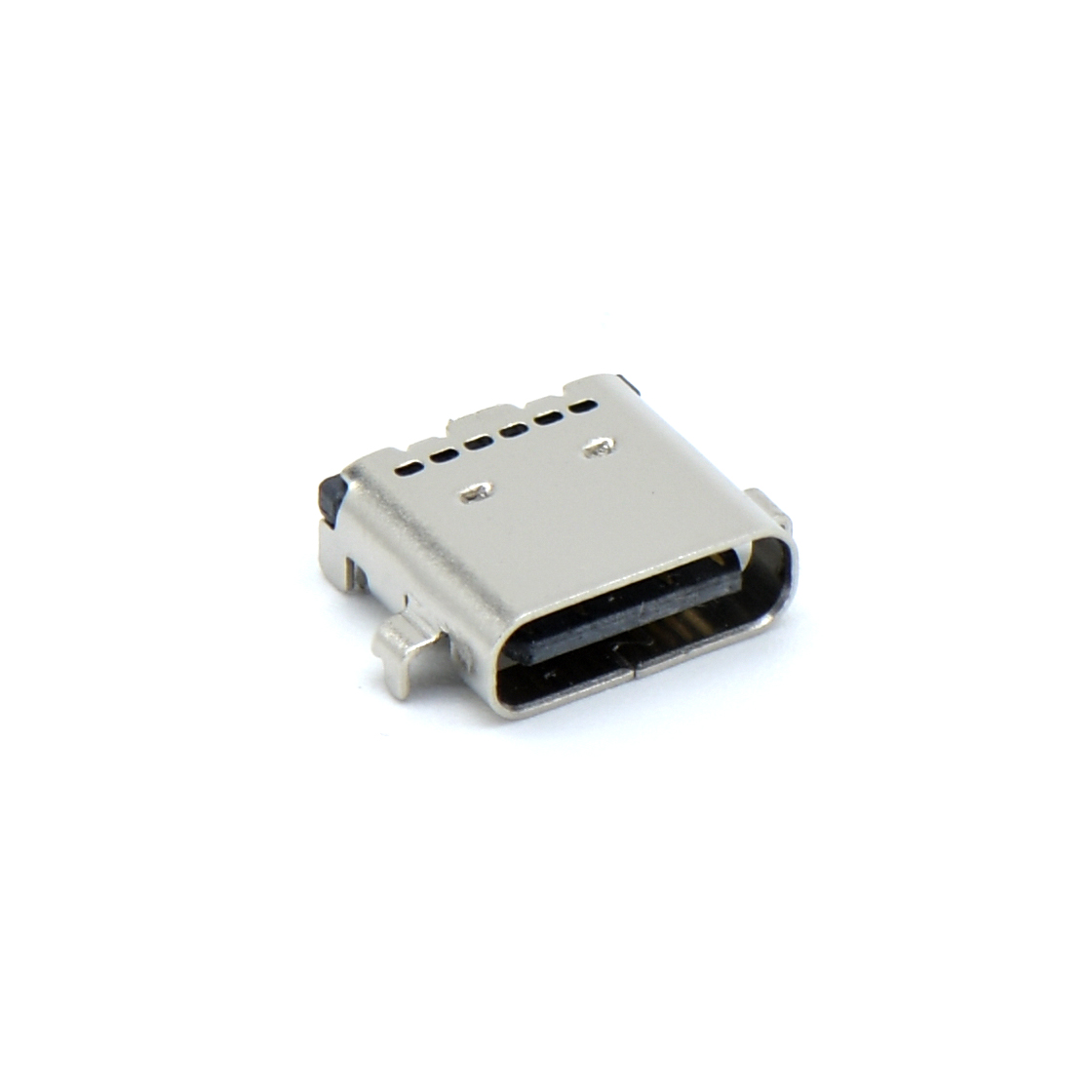USB连接器TYPE C 24P/F SMT 沉板式0.8mm 外壳四脚插板 无弹