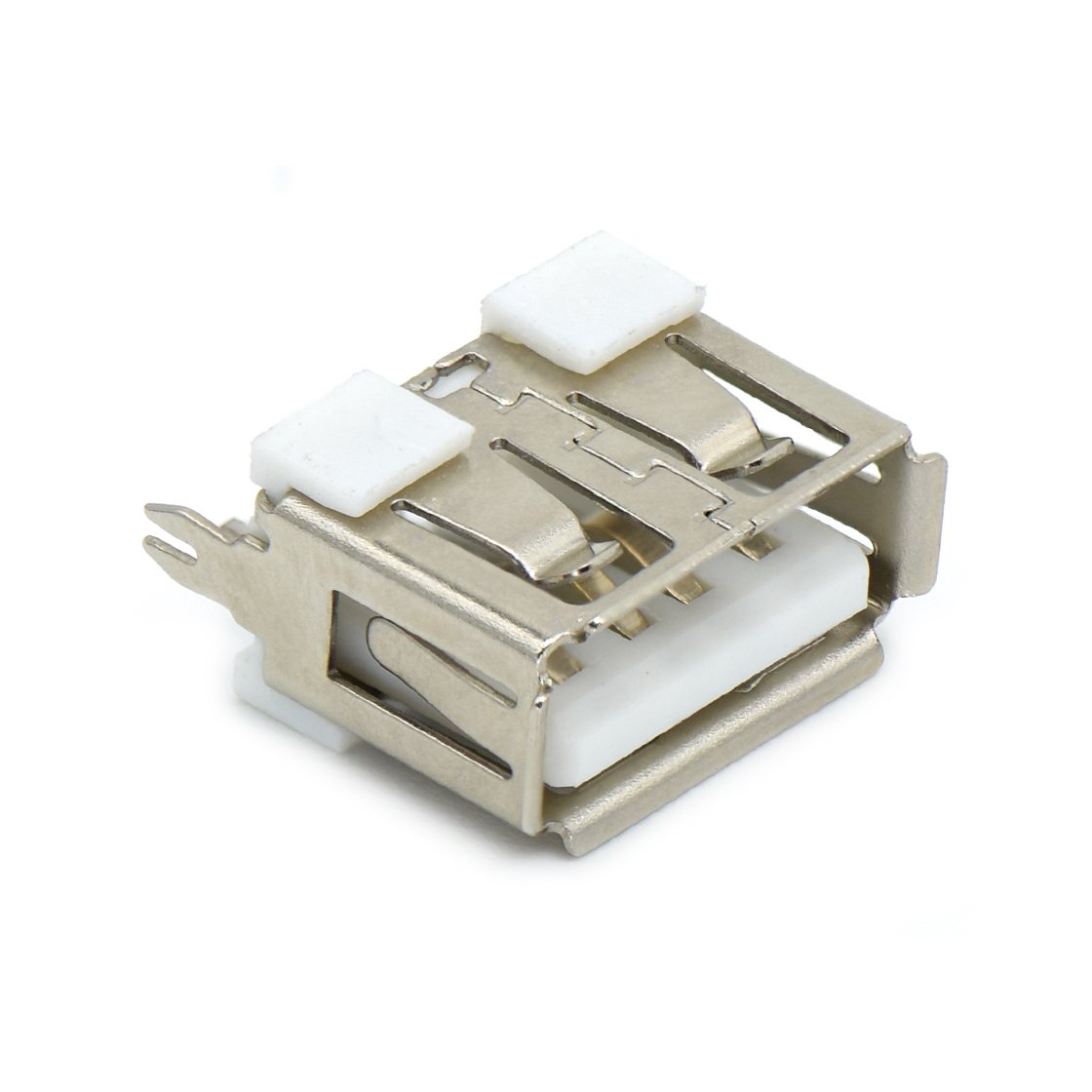 USB连接器USB2.0 AF DIP插板式 短体立插10.0mm(鱼叉脚)铜壳白色1.5A