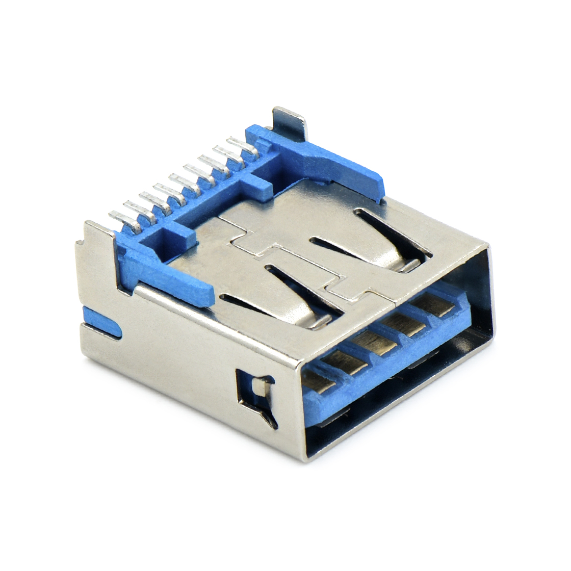 USB连接器USB3.0 AF 单层 SMT贴板式 两脚插板 脚高1.0mm 无边