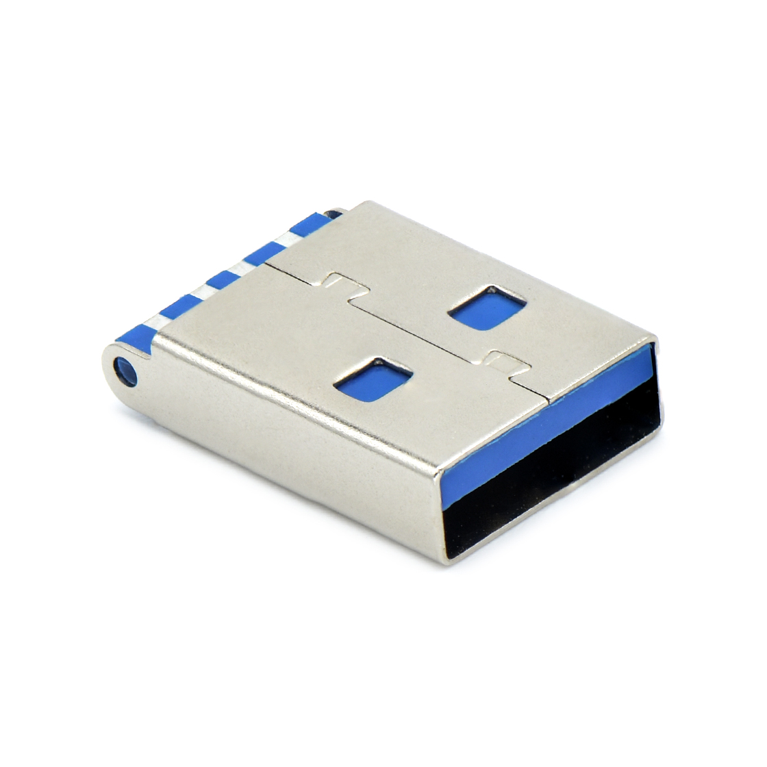 USB连接器USB3.0 AM短体焊线式 L=18.0mm 不锈钢 镀镍G/F PBT蓝色
