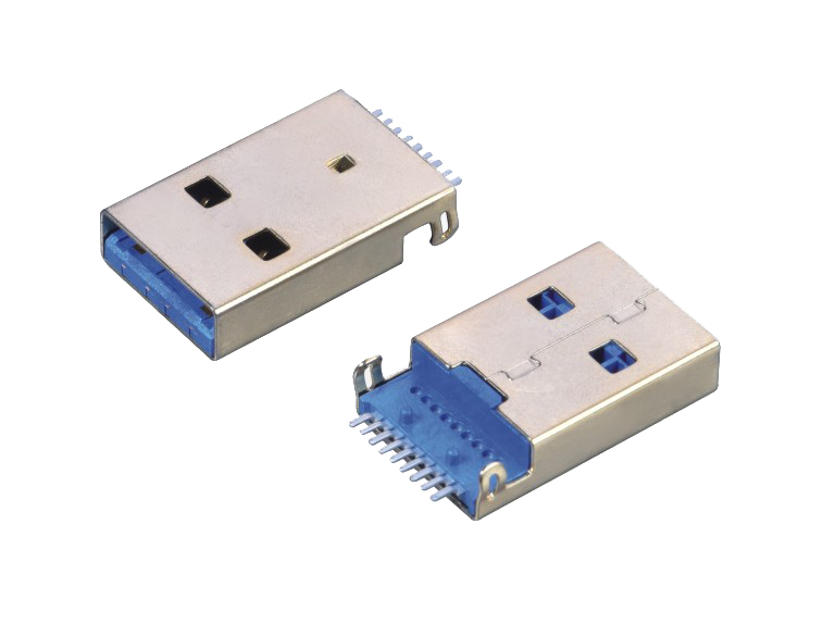 USB连接器USB3.0 AM SMT沉板式 有柱 L=18.90mm