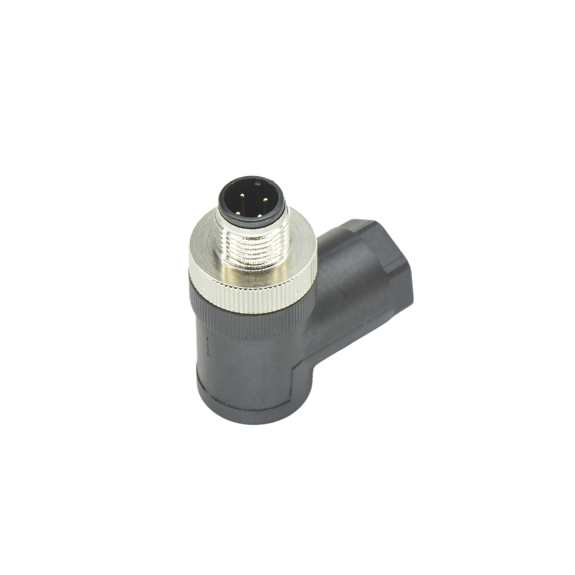 M12组装式半金属塑胶系列 公弯头 4芯 A编码 螺钉压接 线径PG9