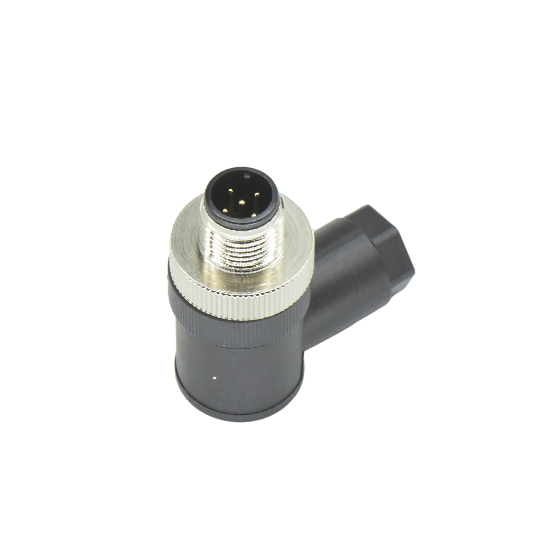 M12组装式半金属塑胶系列 公弯头 5芯 A编码 螺钉压接 线径PG7