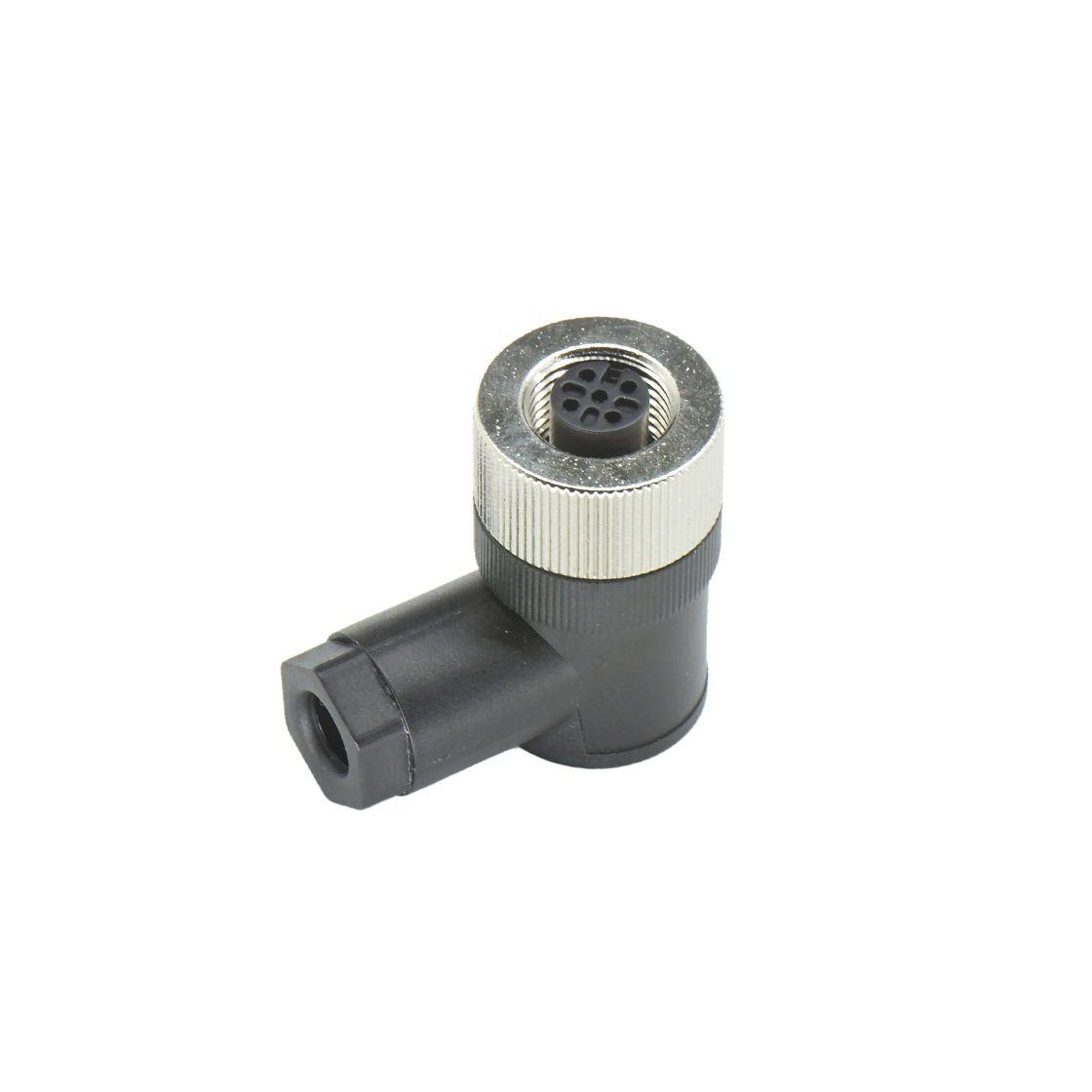 M12组装式半金属塑胶系列 母弯头 5芯 A编码 螺钉压接 线径PG7