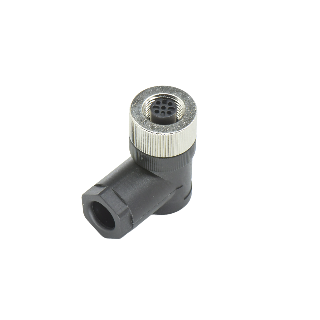 M12组装式半金属塑胶系列 母弯头 5芯 A编码 螺钉压接 线径PG9