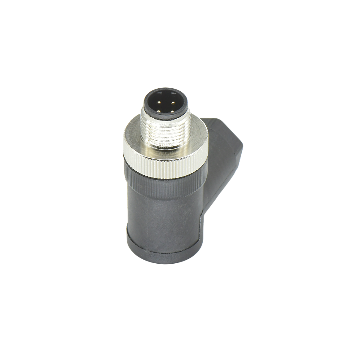 M12组装式半金属塑胶系列 公弯头 4芯 B编码 螺钉压接 线径PG9