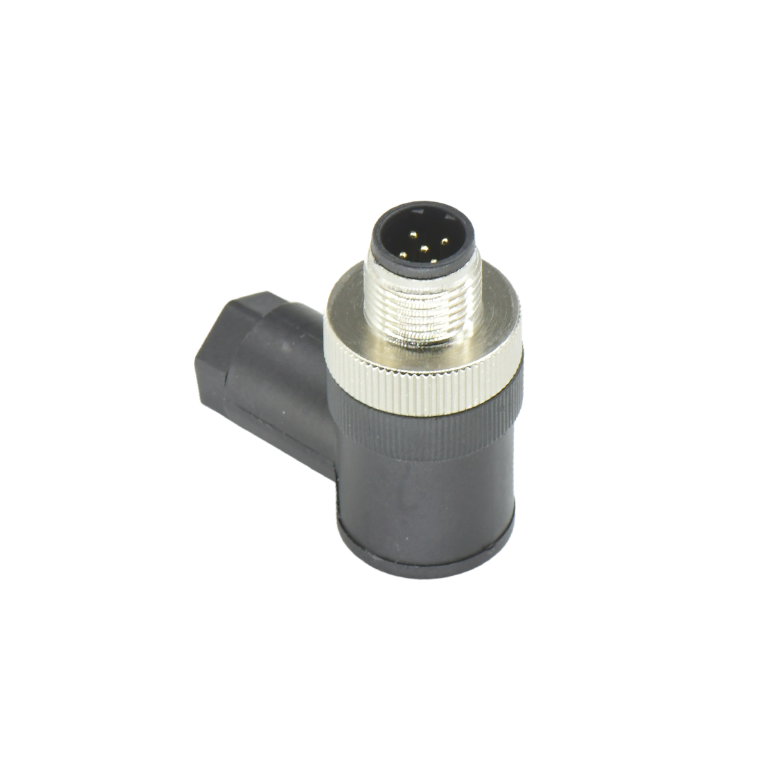 M12组装式半金属塑胶系列 公弯头 5芯 B编码 螺钉压接 线径PG7