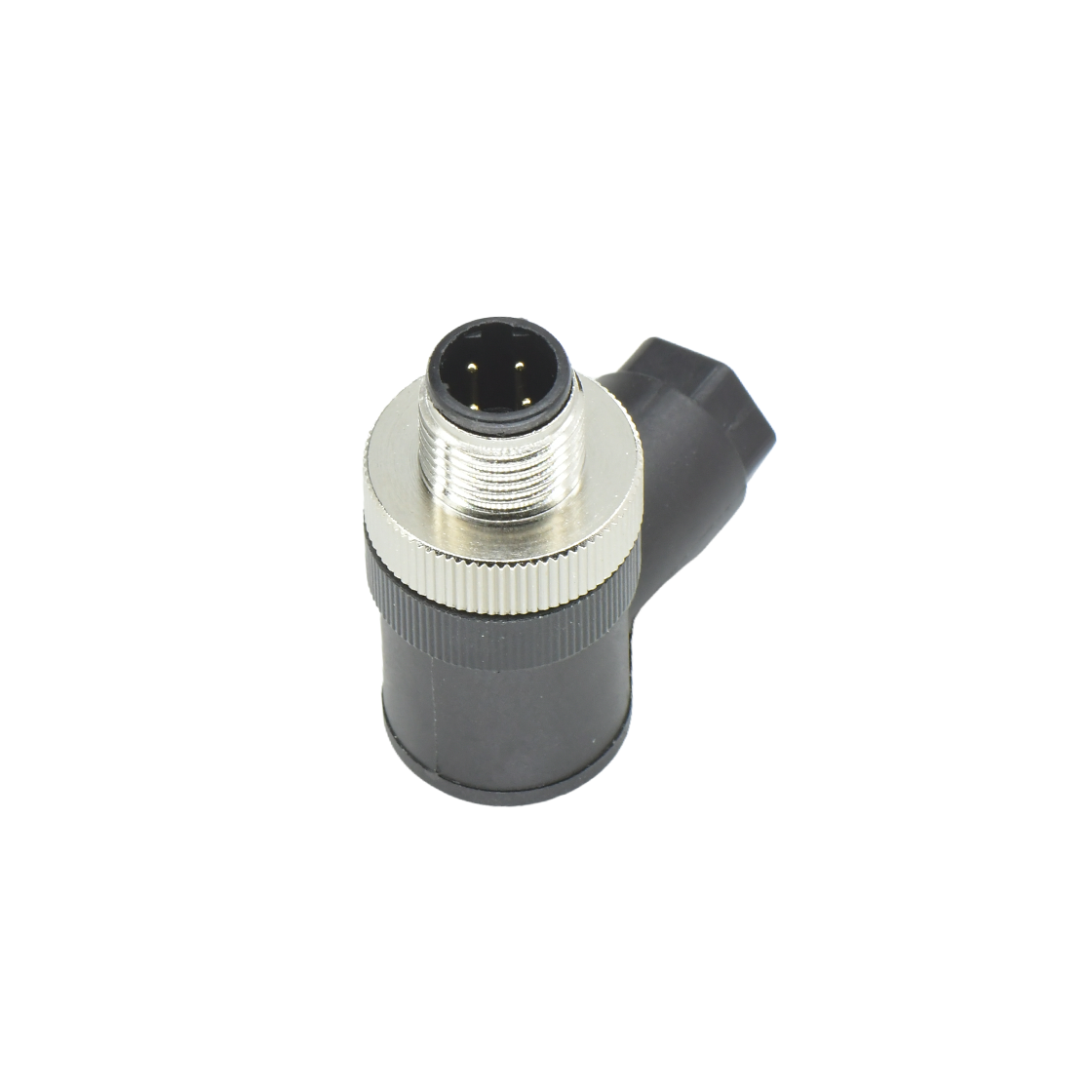 M12组装式半金属塑胶系列 公弯头 4芯 D编码 螺钉压接 线径PG7