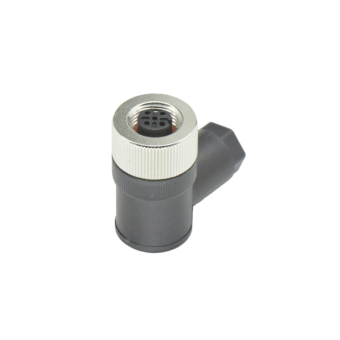 M12组装式半金属塑胶系列 母弯头 4芯 D编码 螺钉压接 线径PG7