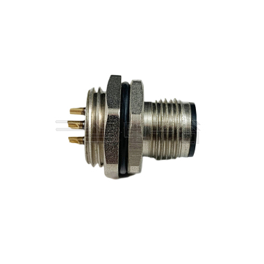 M12防水连接器 A编码 2PIN 线端公头 后锁面板式M16.PG9 SW18T锌合金