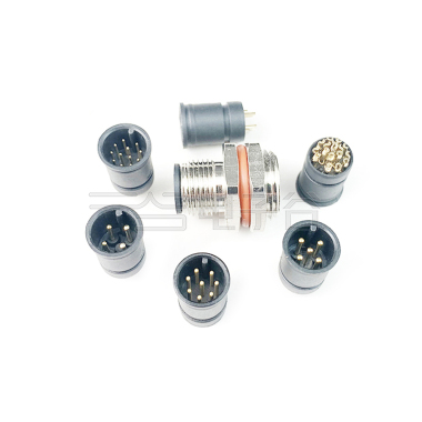 M12防水连接器 A编码 7PIN 线端公头 后锁面板式M16.PG9 SW18T后灌胶