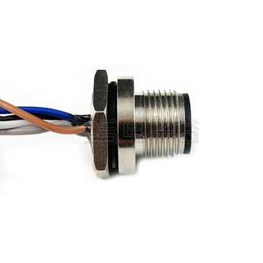 M12防水连接器 B编码 4PIN 线端公头 后锁面板式M12 F16.8