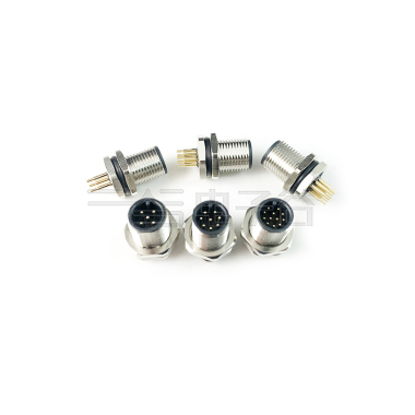 M12防水连接器 B编码 3PIN 板端公头 前锁面板式M12 SW15T-26.1L