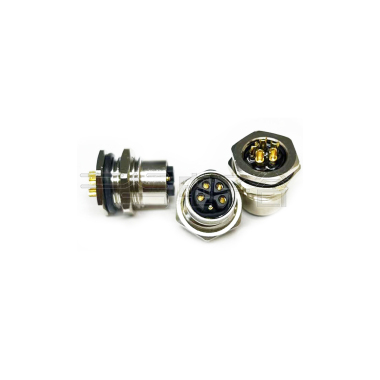 M12防水连接器 L编码 3PIN 板端母头 前锁面板式M16.PG9 SW17T-24.7L