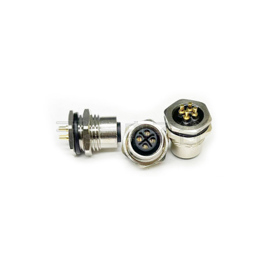 M12防水连接器 S编码 4PIN 线端母头 前锁面板式M16.PG9 SW17T