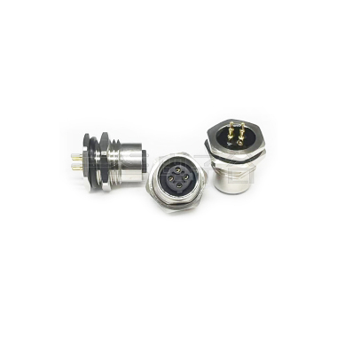 M12防水连接器 C编码 4PIN 板端母头 前锁面板式M16.PG9 SW17T-24.7L