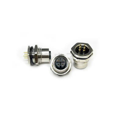 M12防水连接器 A编码 6PIN 板端母头 前锁面板式M16.PG9 SW17T-24.7L
