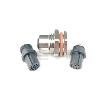 M12防水连接器 A编码 17PIN 线端母头 前锁面板式M16.PG9 SW17T后灌胶