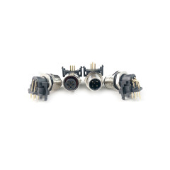 M12防水连接器 B编码 5芯 母座 板端弯头