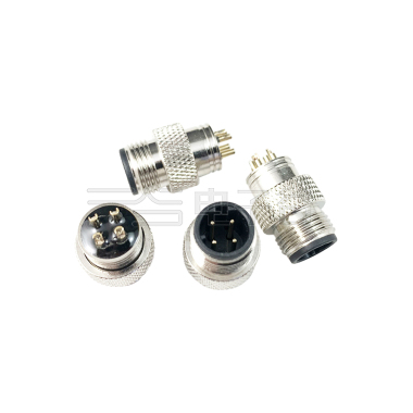 M12防水连接器 A编码 3PIN 线端公头 屏蔽款+13L弹簧网纹螺丝