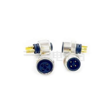M12防水连接器 T编码 3PIN 线端公头 T-CODE+11.8L网纹螺丝