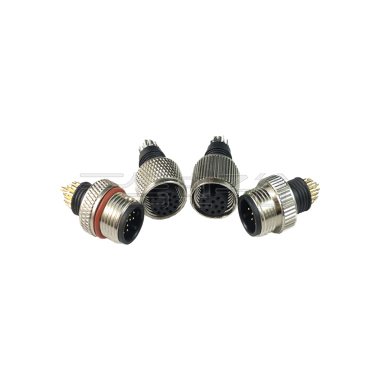 M12防水连接器 A编码 17PIN 线端母头+10.5L网纹螺母