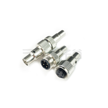 M12防水连接器 A编码 3PIN 线端母头 LJ1+23L屏蔽管+10.9L双网纹螺母