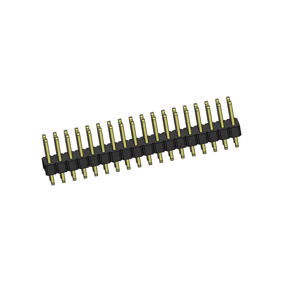 PH2005 排针连接器 Pitch 2.00mm 180°双排 单塑 排针 L=8.8MM 2X18Pin 黑色 镀全金G/F HF