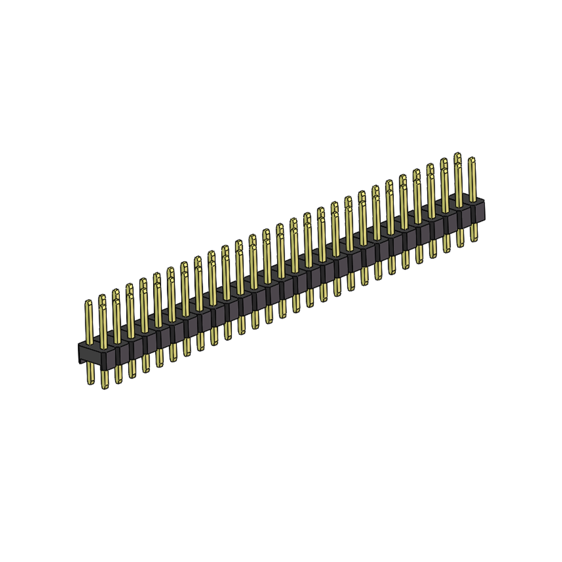 PH2005 排针连接器 Pitch 2.00mm 180°双排 单塑 排针 L=8.8MM 2X28Pin 黑色 镀全金G/F HF