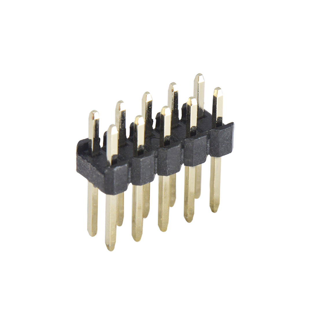 PH2541 排针连接器 Pitch 2.54mm 180° 双排 DIP 单塑排针 L=11.5MM PC 3.0 2X05Pin 黑色 Brass 镀全金G/F