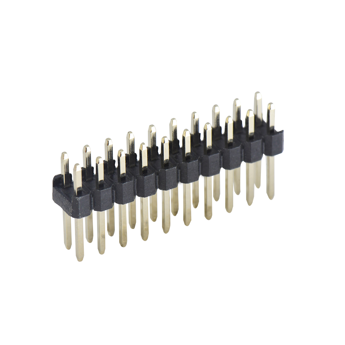 PH2541 排针连接器 Pitch 2.54mm 180° 双排 DIP 单塑排针 L=11.5MM PC 3.0 2X10Pin 黑色 Brass 镀全金G/F