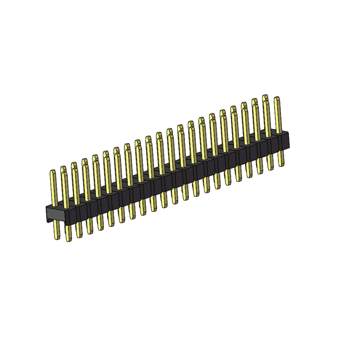 PH2541 排针连接器 Pitch 2.54mm 180° 双排 DIP 单塑排针 L=11.3MM 2X21Pin 黑色 镀全金G/F