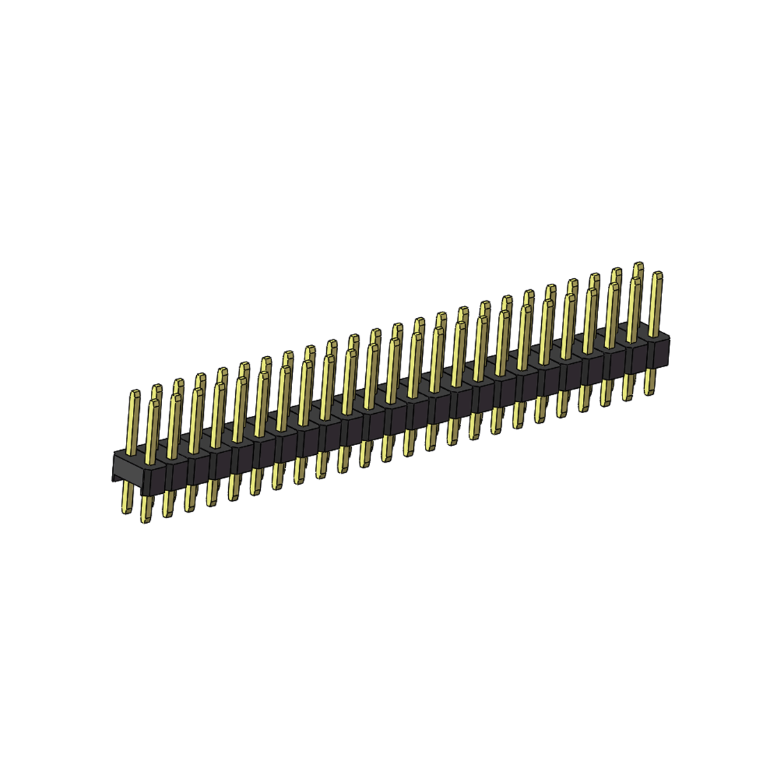 PH2541 排针连接器 Pitch 2.54mm 180° 双排 DIP 单塑排针 L=11.3MM 2X24Pin 黑色 镀全金G/F