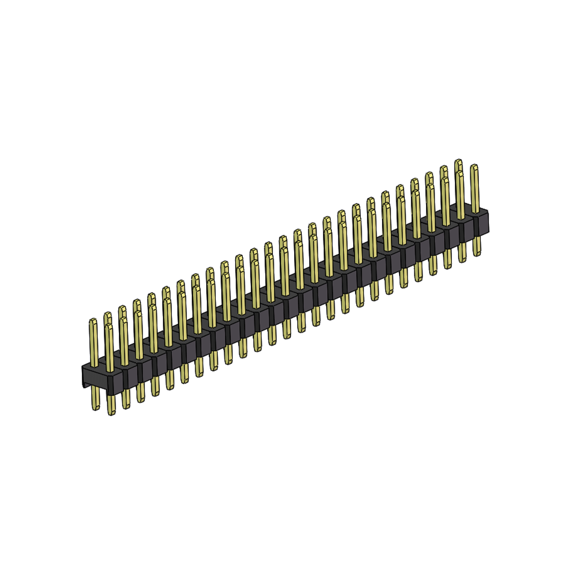 PH2541 排针连接器 Pitch 2.54mm 180° 双排 DIP 单塑排针 L=11.3MM 2X26Pin 黑色 镀全金G/F