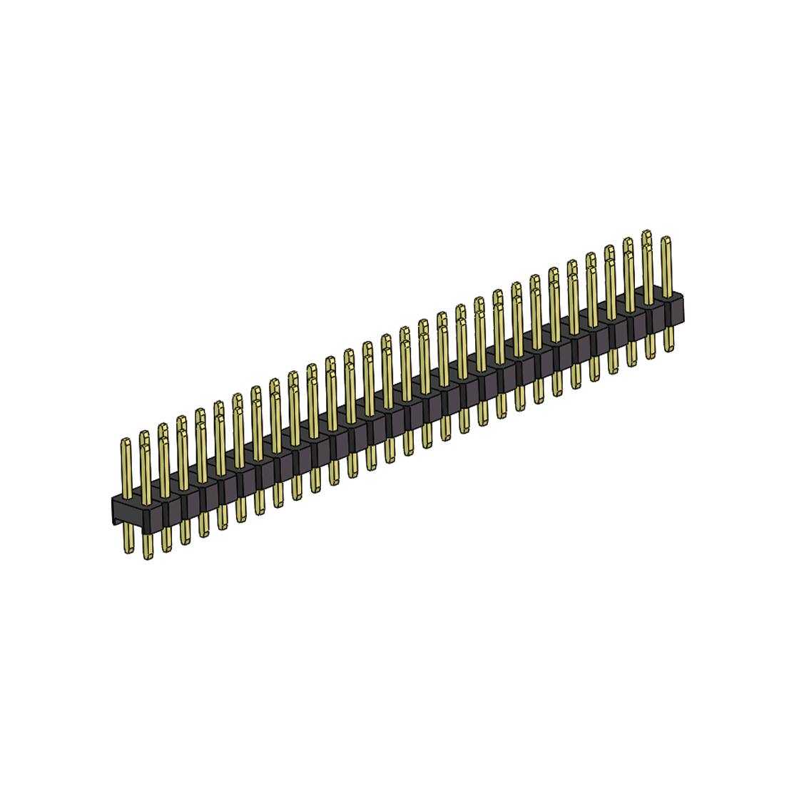 PH2541 排针连接器 Pitch 2.54mm 180° 双排 DIP 单塑排针 L=11.3MM 2X29Pin 黑色 镀全金G/F