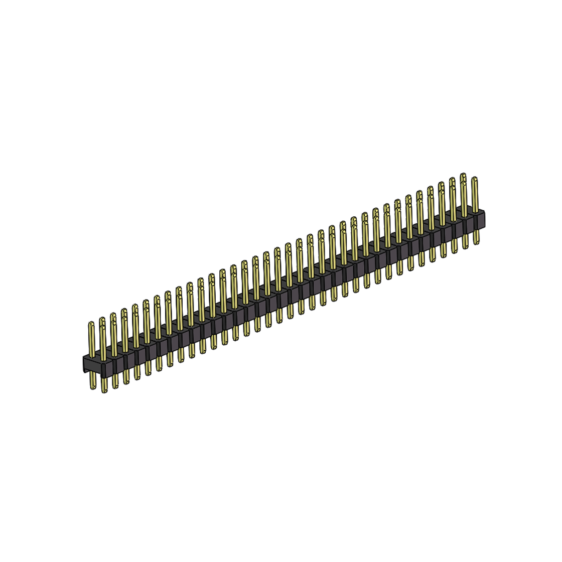 PH2541 排针连接器 Pitch 2.54mm 180° 双排 DIP 单塑排针 L=11.3MM 2X35Pin 黑色 镀全金G/F