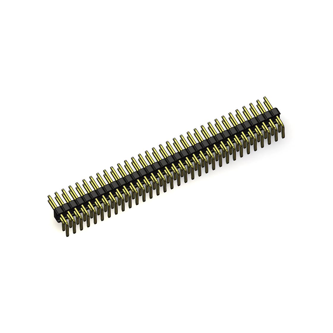 PH2541 排针连接器 Pitch 2.54mm 90° 双排 DIP 单塑排针 PA:3.6 PC:3.0 2X32Pin 黑色 PA6T，94V-0 镀全金G/F