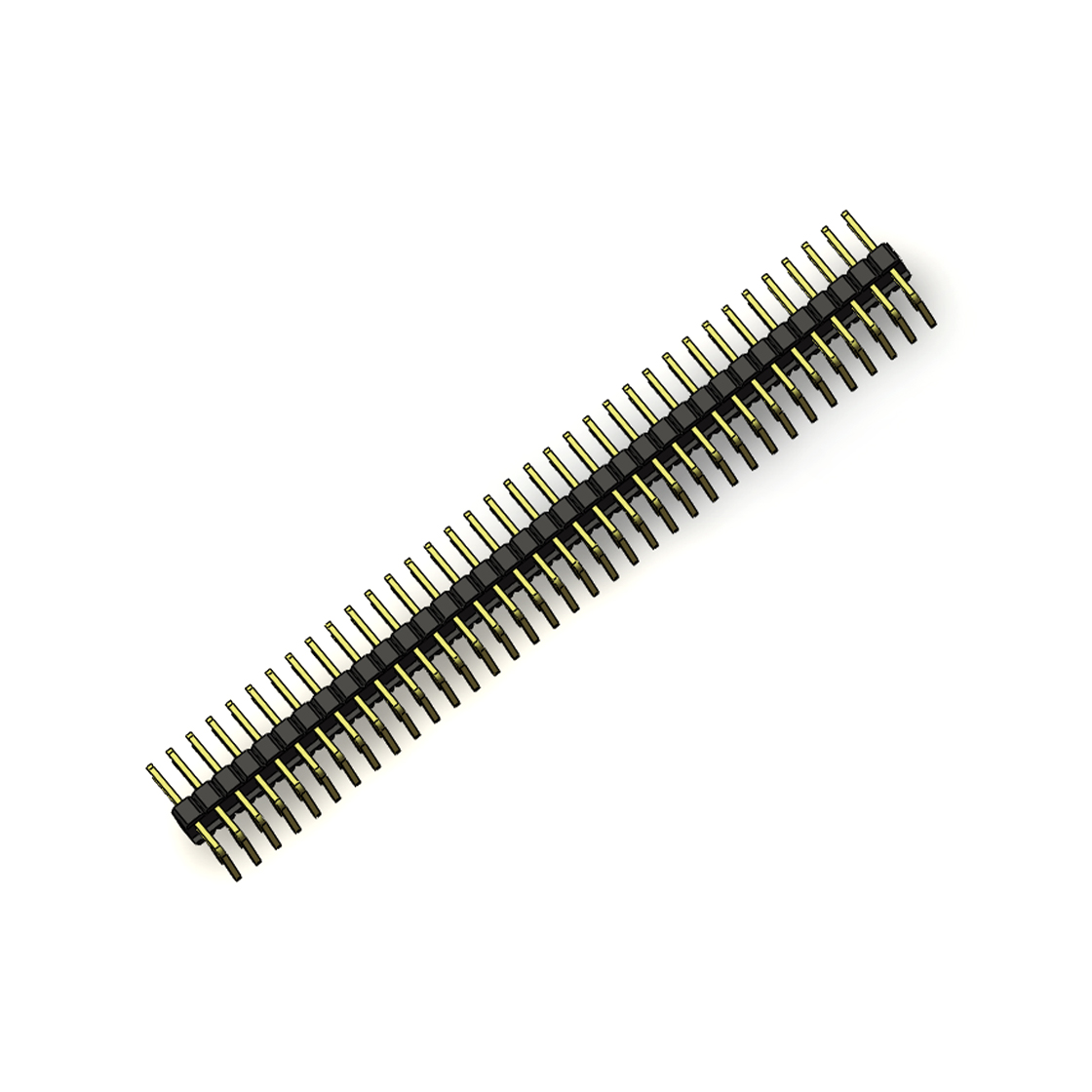 PH2541 排针连接器 Pitch 2.54mm 90° 双排 DIP 单塑排针 PA:3.6 PC:3.0 2X36Pin 黑色 PA6T，94V-0 镀全金G/F